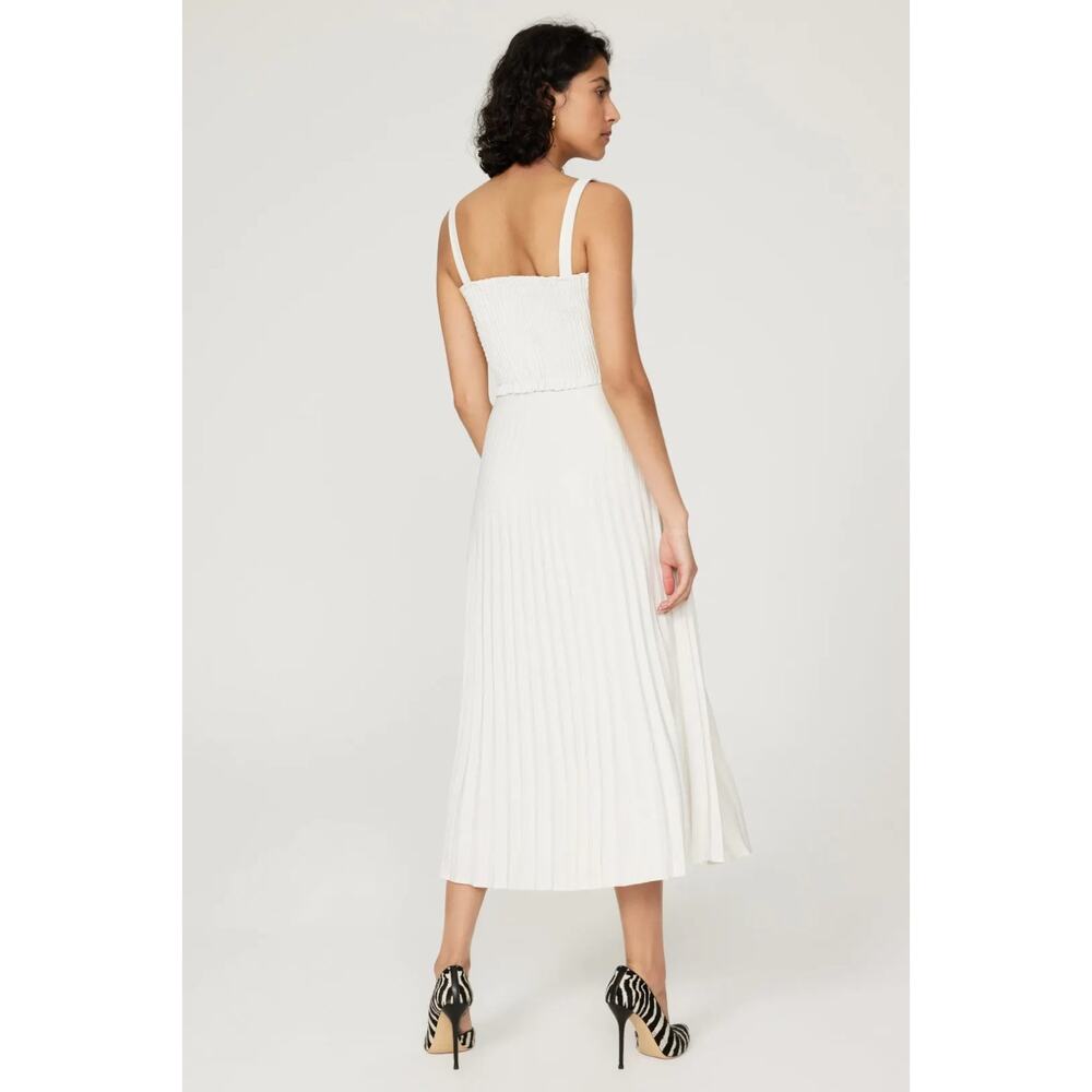 Proenza Schooler White Label Smocked Pleated Midi Dress White Size 2 Retail $595 - Picture 3 of 11